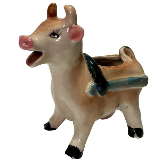 Vtg Cow Creamer w/ Eyelashes Hand Painted from the Mid Century MCM Japan Servewa - Picture 1 of 7